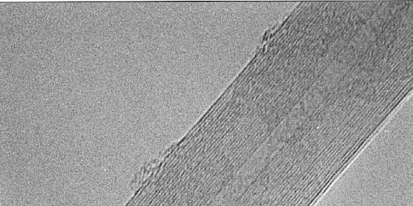 Fig. 2 TEM iage of the ulti wall CNTs Fig. CNTs filled with nickel particles Raan spectru shown in Fig. 4 contains the G-band (58 c - ) and the D-band ( c - ).