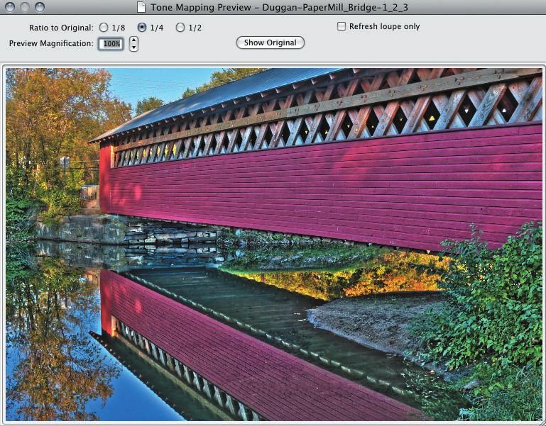 Extending Exposure with HDR 323 Figure 6.36 The Photomatix Tone Mapping interface is where most of the HDR styling action takes place.