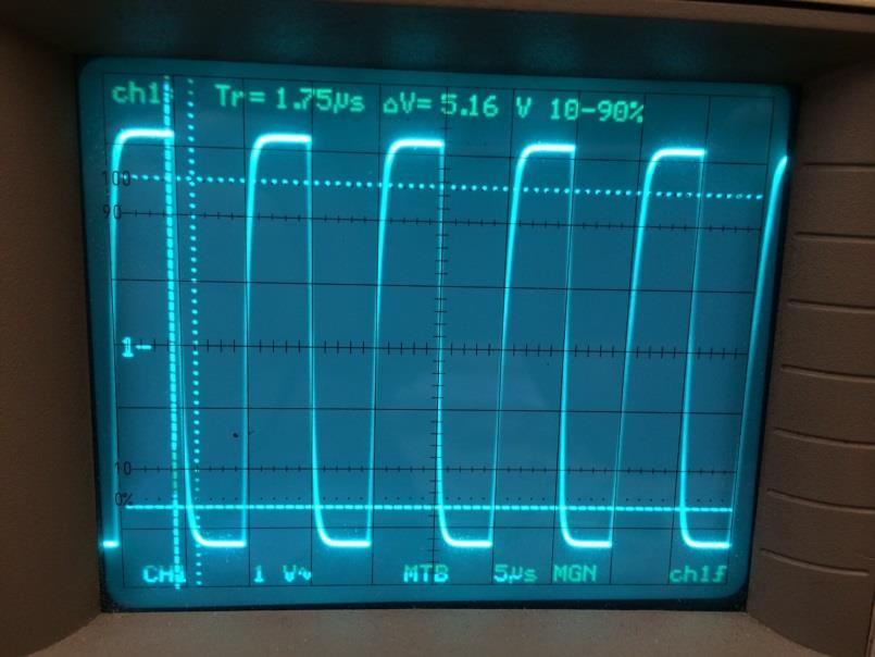 The two scope shots on this page give some idea of the wide bandwidth and rise time performance of the nx-amplifier.