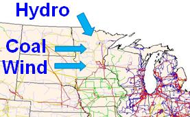 West to east flow bias is increasing as the demand for low cost western generation and environmentally friendly sources such as hydro and wind grows to the south and east of Lake Michigan (Fig. 2).