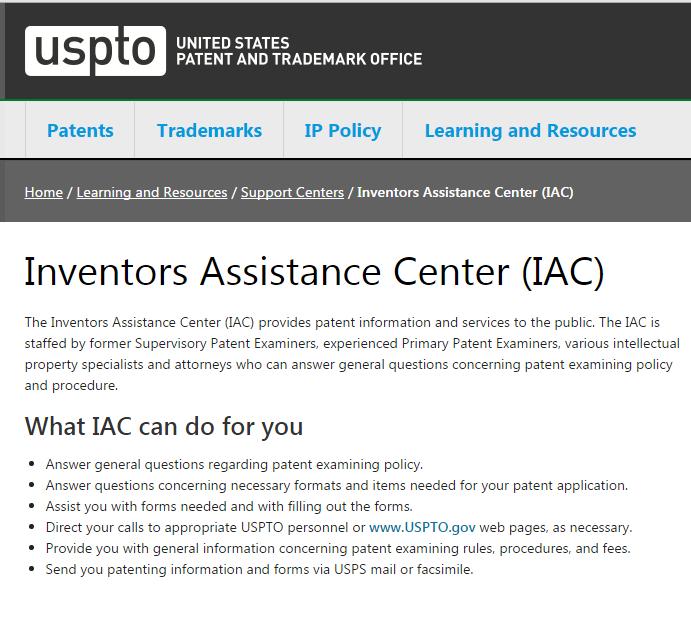 Inventors Assistance Center Provides general information about the patent examination policy and procedure Assists with