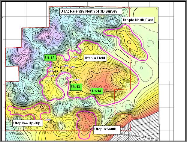 Page 6 of 8 Subsurface Geology and Geophysics Utopia Field - PL 214 (Eromanga Basin) (60% Bridgeport Energy) 3D mapping at the Utopia field in PL 214 resulted in the selection of a number of