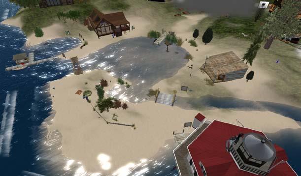 You will want to head southeast towards the shoreline or you can click on the teleport board at the Welcome Center.