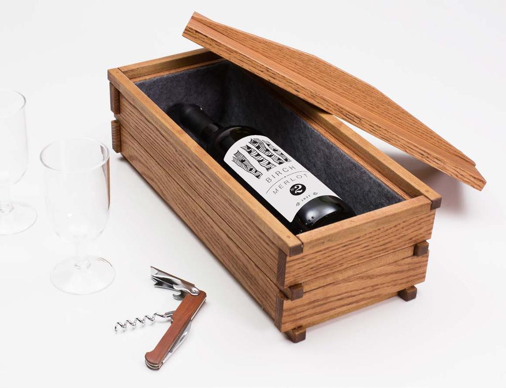 The box is sized to hold a bottle of wine or any number of other small items, and creates a one-of-a-kind presentation for any gift.