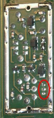 Stock Filter Removal: 1. On the back of the sub-receiver board carefully remove the shield covering FL-1 (see X in figure 6 below). Typically the shield is soldered at the 4 corners.