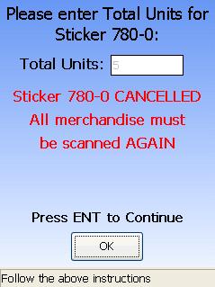 A manually count of the items on that sticker must be completed and the amount of items entered into the scanner.