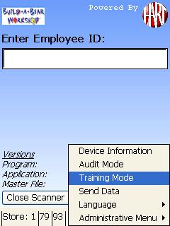 From the Enter Employee ID screen, press the Menu button, on the Touchscreen, and a sub-menu will appear. 2.
