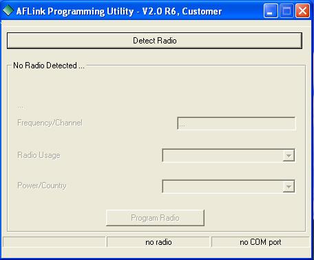 AFLink with FreeWave radio: When programming an AFLink radio with a FreeWave radio the programming button on the programming cable must be pushed in.