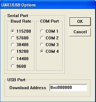 2. Click serial Port -> connect, if COM port is set correctly,