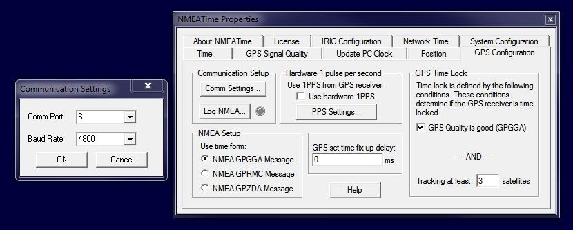 2. Tab Name: System Configuration a) This is where you will tell the program how to set the PC clock, from the GPS time or from a network server that has to be selected under the Network Time tab.