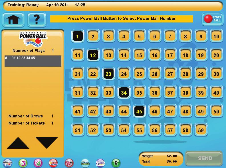 1 Touch the QP button for the desired game and dollar amount. For example, touch Mega Millions $1 QP. 2 A confirmation screen displays: Do you want to play Megaplier?. Touch Yes.