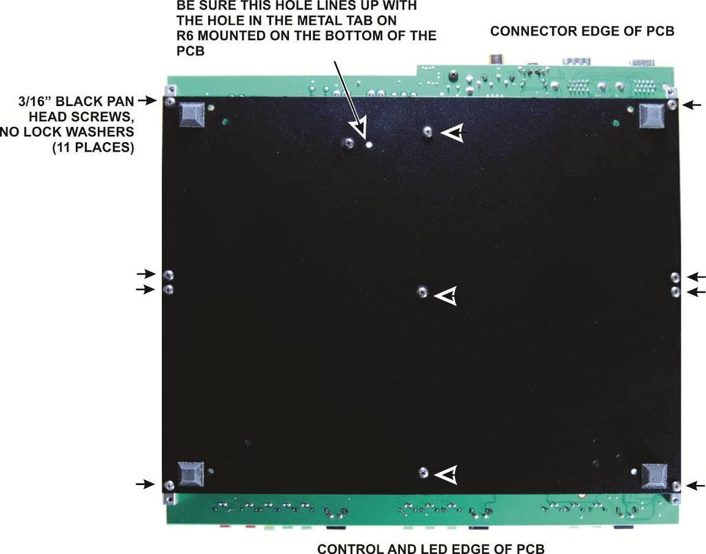 Attach the bottom cover as shown in Figure 16. Note that the bottom cover only fastens to one of the two screw holes in each of the 2D fasteners mounted at the corners of the circuit board.