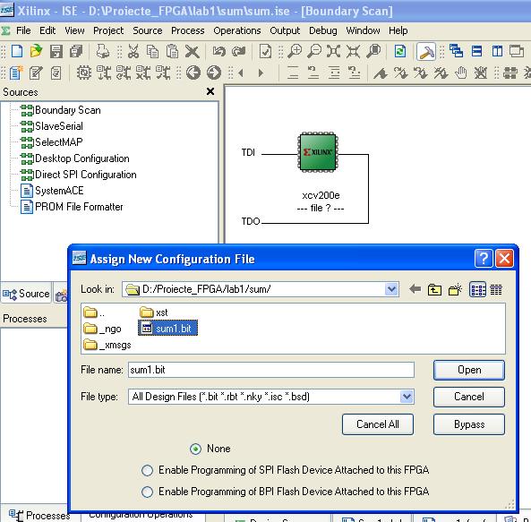 Figura 11 Se face clic dreapta pe dispoyitivul Xilinx şi se alege opţiunea Program.
