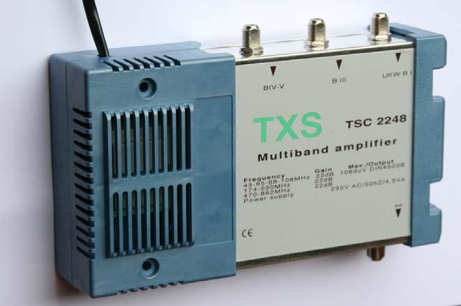 TXS Amplifiers UHF,DAB and Band 2 Inputs For indoor mounting Metal housing with