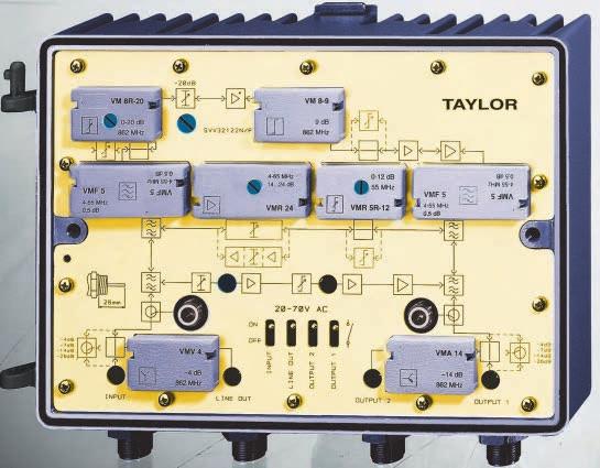 TAYLOR TXSYSTEMS Super Broadband Amplifiers 4-2400MHz INCLUDING RETURN PATH For amplification of CATV and SAT-IF signals For line and distribution networks up to 2400 MHz Configuration on site for
