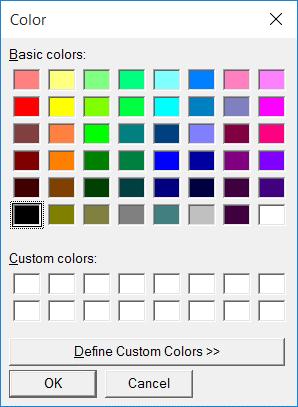 Initial Background Color Color Table: To choose a color press the Color Table button and select the color.