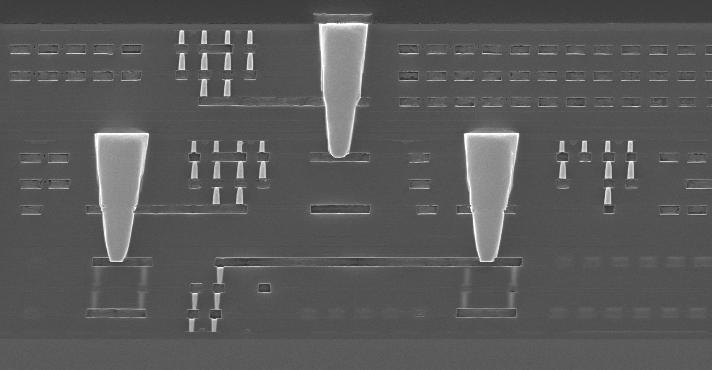 Cross-Section of 3-Tier 3D-integrated Circuit 3 FDSOI CMOS Transistor Layers, 10-levels of Metal Tier-3: Transistor Layer Stacked Vias 3D-Via Back Metal Tier-3: 180-nm, 1.