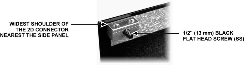 At the upper rear corner of the side panel you just identified in the previous step, mount a 2D fastener as shown in Figure 22, using a black 4-40 1/2 (13 mm) flat head screw