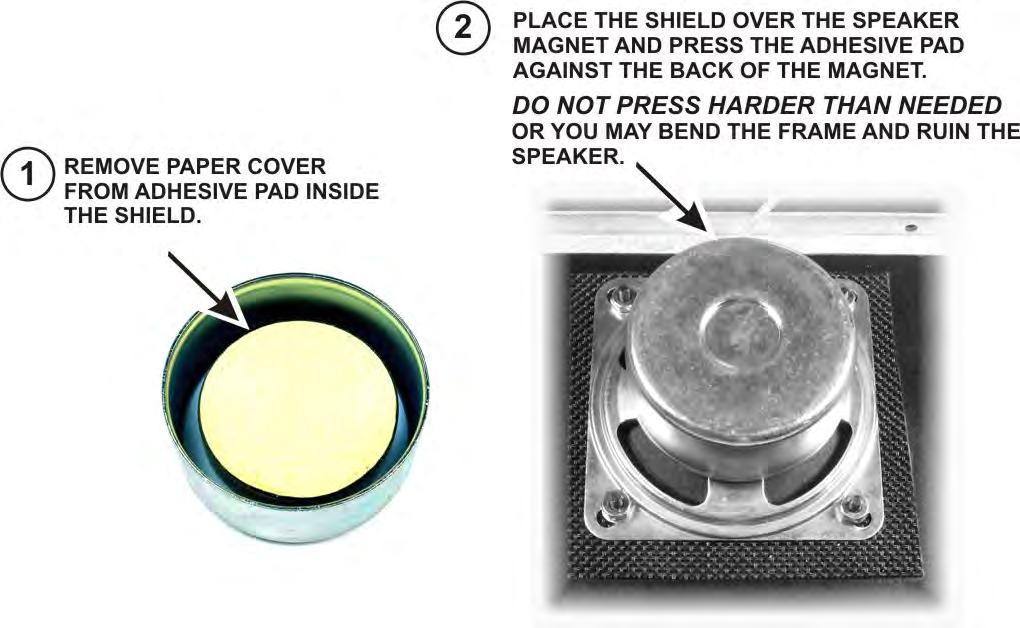 Install the shield over the speaker magnet as shown in Figure 79. KPA3 Shield Figure 79. Installing Speaker Magnet Shield.