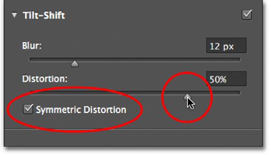 Step 7: Add Distortion (Optional) One option available to us that s only found in the Blur Tools panel is Distortion, which lets us add a slight motion effect to the blur.