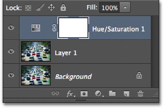 Add a Hue/Saturation adjustment layer by going to the Adjustments panel and clicking on the Hue/Saturation icon (far left, second row): Select