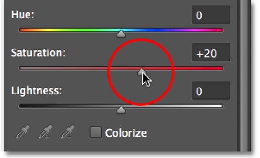 The new Hue/Saturation adjustment layer appears above Layer 1 in the Layers panel: The Layers panel showing the new adjustment layer.
