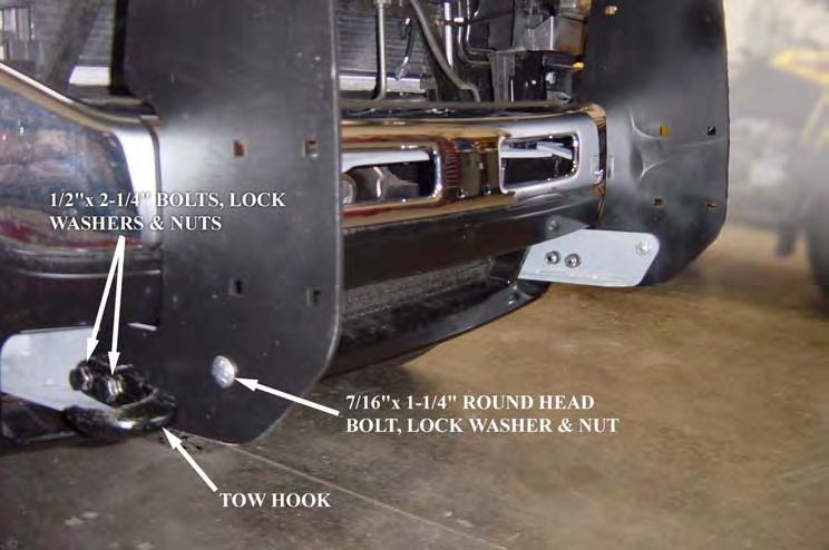 Figure 7a: Drilling holes for Bumper Bracket. Figure 7b: Drilling holes for Bumper Bracket. The Bumper Brackets are optional for winches that are 9000 lbs or less.