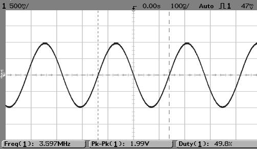 ..3 Set the signal generator to three times the carrier frequency and for a minimum amplitude of.0 V p-p.