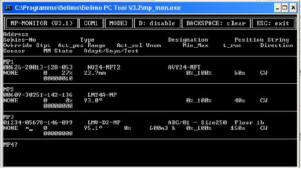 Monitor function Check the MP communication with the MP monitor tool (module of PC-Tool V3.