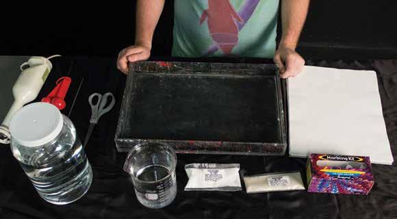 PROJECT SET-UP You will need the following supplies: Jacquard Marbling Kit (includes: Marbling Color, Carrageenan, Alum, Gall) Shallow trays/pans (large/deep enough to marble paper freely)