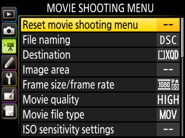 Accessing Movie Settings, Continued Movie-Related Controls The following controls can be used for movie recording: Control Setting 0 I button Exposure mode 23 U button White balance 14 Y button