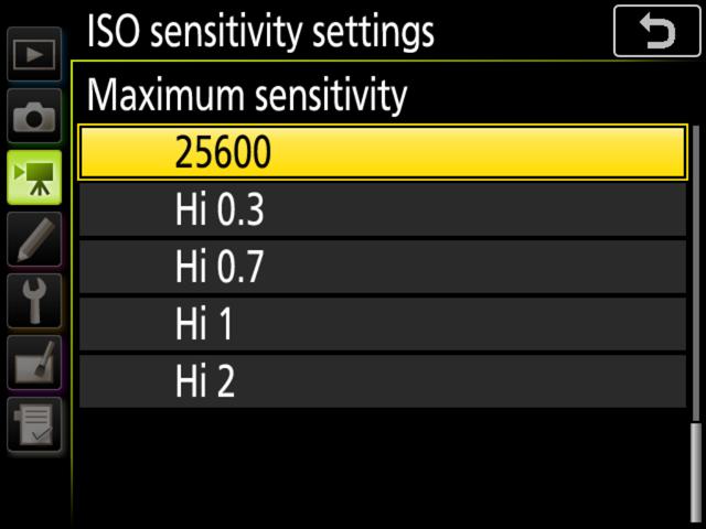 Picture Quality, Continued ISO Sensitivity When exposure mode P, S, or A is selected in movie mode, the camera adjusts ISO sensitivity automatically.