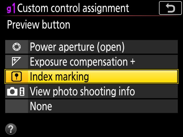 i-button menu Movie-related controls Movie shooting menu 2 Select a control. Highlight a control using the multi selector and press J.