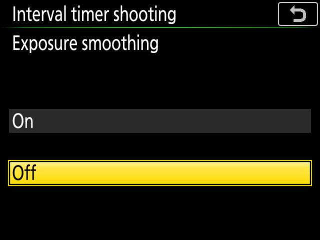 Exposure smoothing: Select On to smooth abrupt changes in exposure in modes other than M (note that exposure smoothing only takes effect in mode M if auto ISO sensitivity control is on).