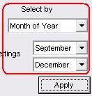 Month of Year When Month of Year is selected, it is additionally possible to specify the range of months.