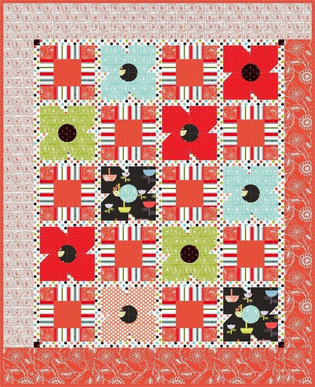 Summertime Squares 50" x 63" quilt This pattern is intended for those who are familiar with needle-turn appliqué and basic piecing.