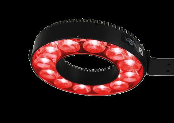 High-brightness Ring Lights These ring lights are equipped with 12 high-power LEDs permitting working distances of 1 to 1.