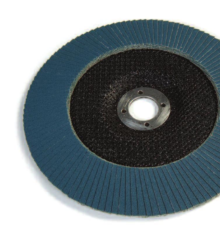 FLAP DISS Our Flap Disc is a versatile grinding and finishing tool consisting of three main components; a fiberglass depressed center backing, adhesive, and rectangular pieces of abrasive cloth.
