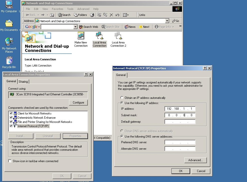 Page 14 of 19 MultiNet Figure 8: Setting the IP Address on a Laptop. 8. Open the MultiNet setup program and follow the procedure detailed within the CONFIGURATION section.