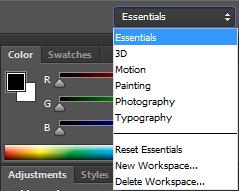 Figure 3 Window Menu and Workspace Submenu Figure 4 Workspace Menu To customize and save a workspace: 1. Use the Window menu to add and remove the desired panels.