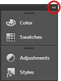 When panels are collapsed to icons, you can drag the dotted line to move an entire panel group or an individual panel.