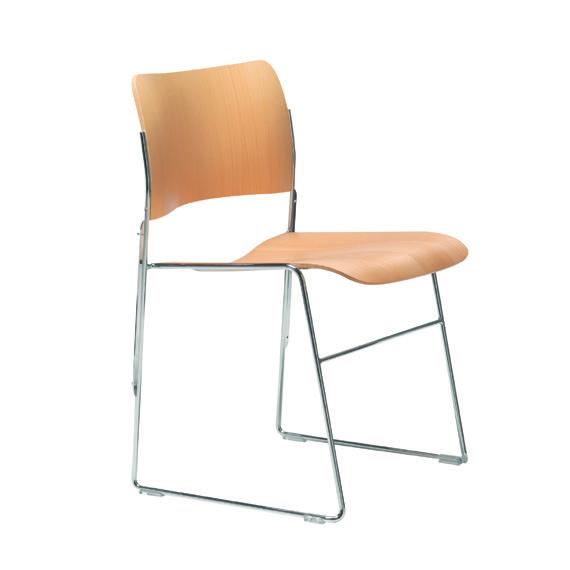 The stacking of the chairs is ergonomically correct - the chairs only have to be lifted low to slide from front.