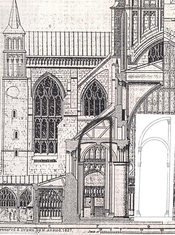 Fig 3 Copy of Ansted s elevation /cross section of the north aisle and north transept, from