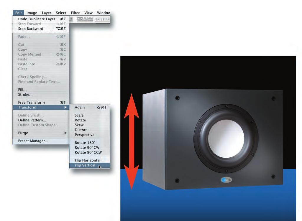 Duplicate the center speaker layer and drag the duplicate under the original layer.