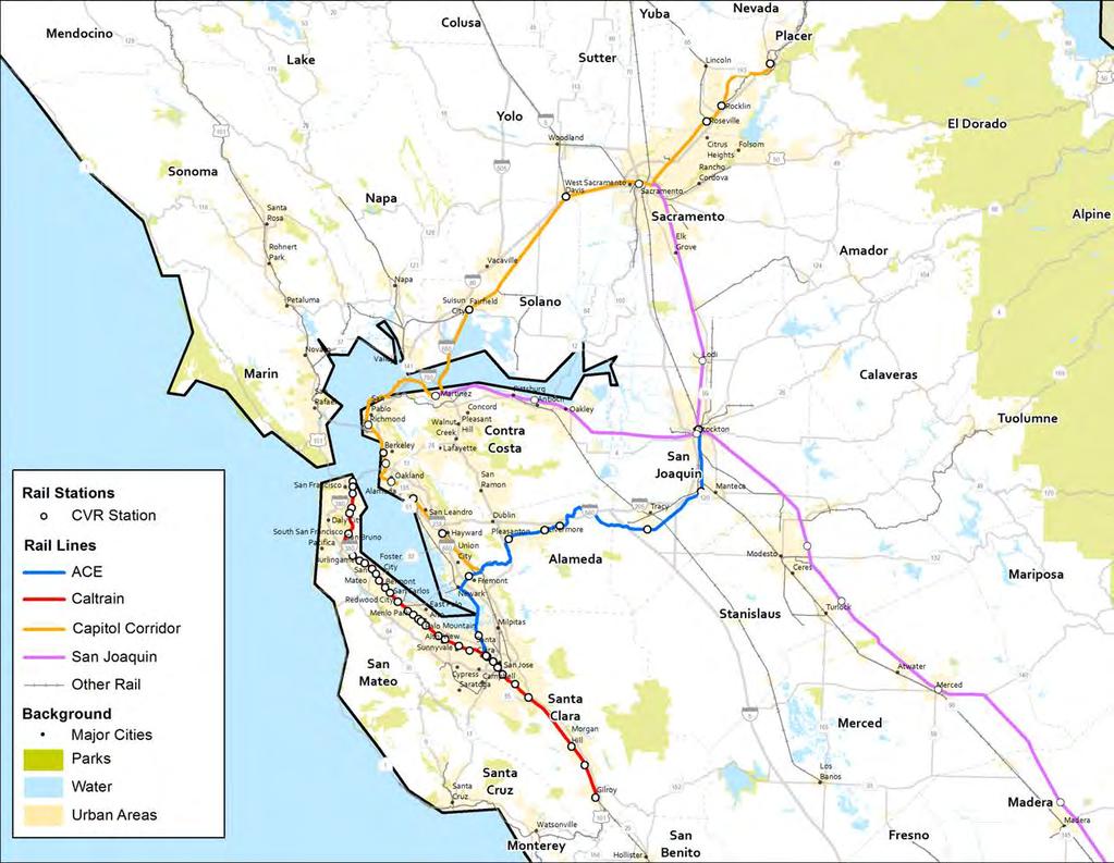 More Commuters Making Megaregional Trips Sacramento Area Bay Area 64,932 11,782 10,307 7,279 Northern San Joaquin