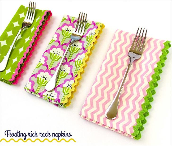 Published on Sew4Home Floating Rick Rack Napkins Editor: Liz Johnson Monday, 30 April 2018 1:00 Did you know the paper napkin made its debut in 1887?