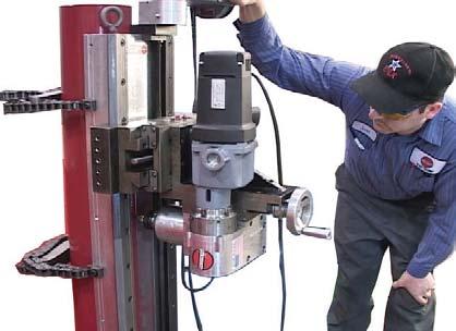 With the V type mounting base the Keyway Cutter will self center onto an existing shaft once the machine is clamped