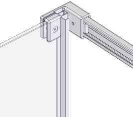 Tighten 2x inner rail screws, ensuring flange on short/outer rail is tight 2x screws against top edge of in-line panel and short/outer rail end cap is tight against the in-line panel vertical edge.