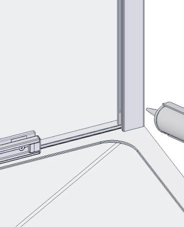 Seal up corner bracket assembly to glass and bottom inner rail.