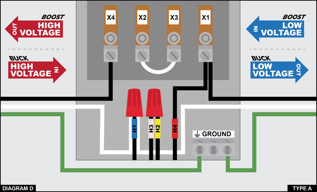 Connection Diagram (Refer to the diagrams below for connecting the transformer.
